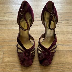 Dolce & Gabbana Velvet and Leather Burgundy Heels